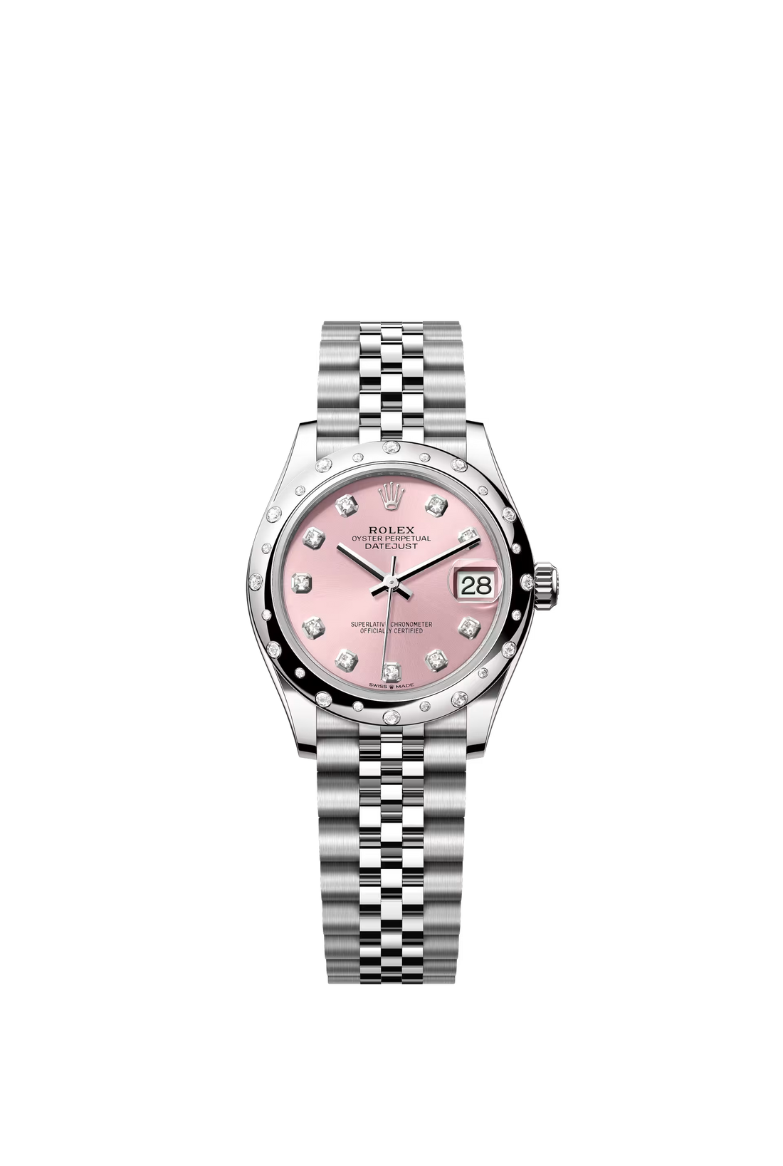 ساعة إكس برتدات Datejust بميناء وردي مرصع بالألماس