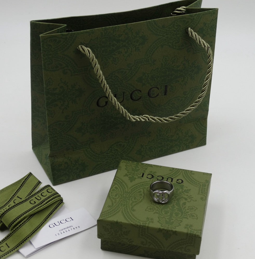 Gucci خاتم قوتشي فضي GG