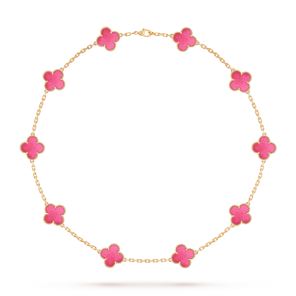 Xbrandat Vintage Alhambra 10-Motif Necklace in Enamel & Yellow (Accessories)
