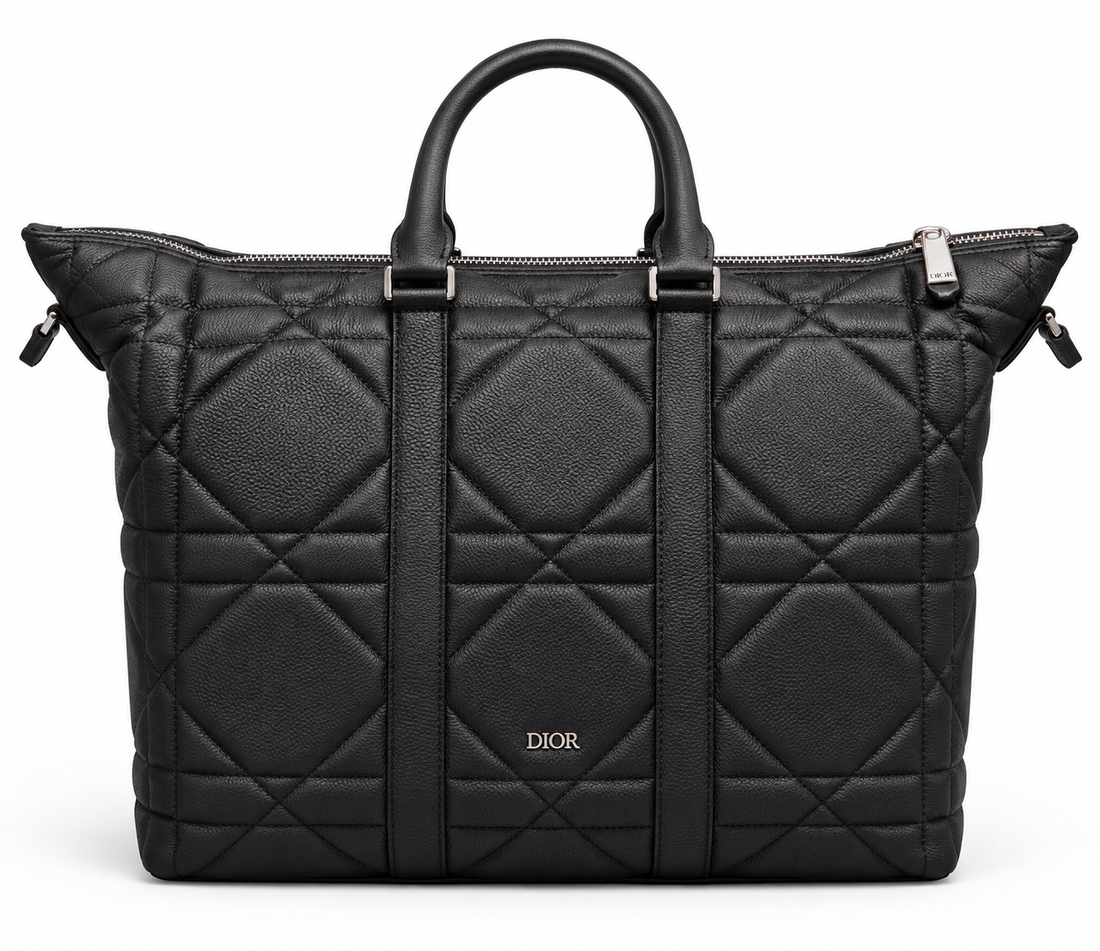 Xbrandat Macrocannage Quilted Leather Zip-Top Tote Bag