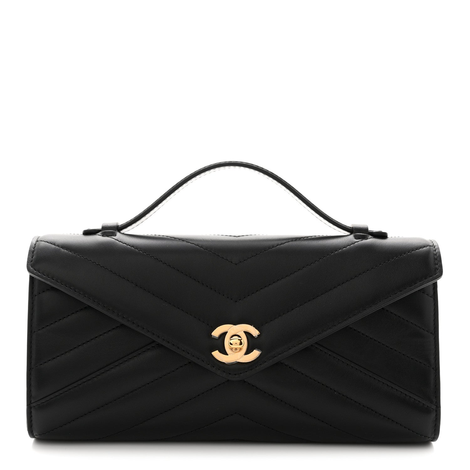 Chanel Lambskin Chevron Quilted Top Handle