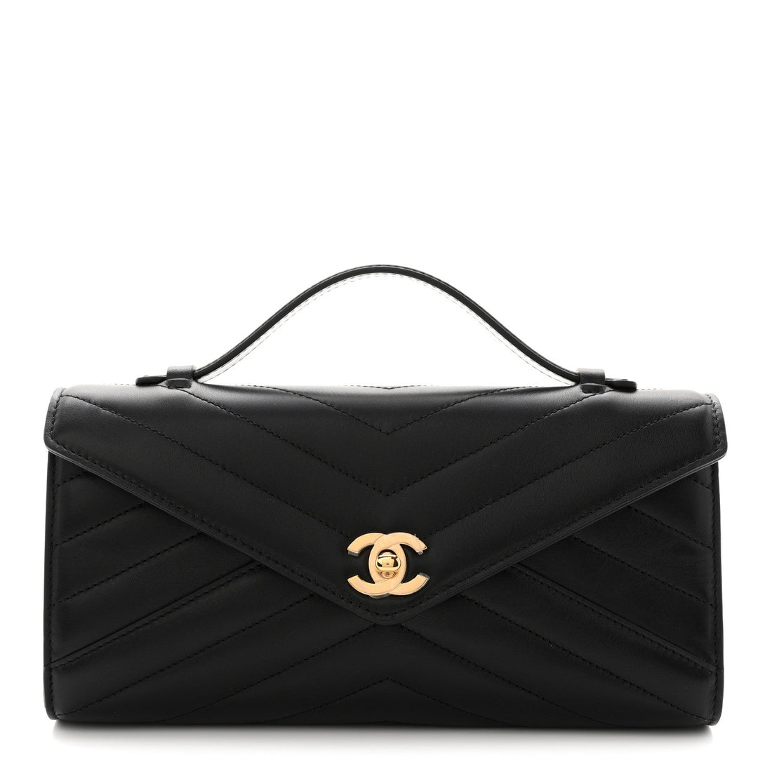 Chanel Lambskin Chevron Quilted Top Handle