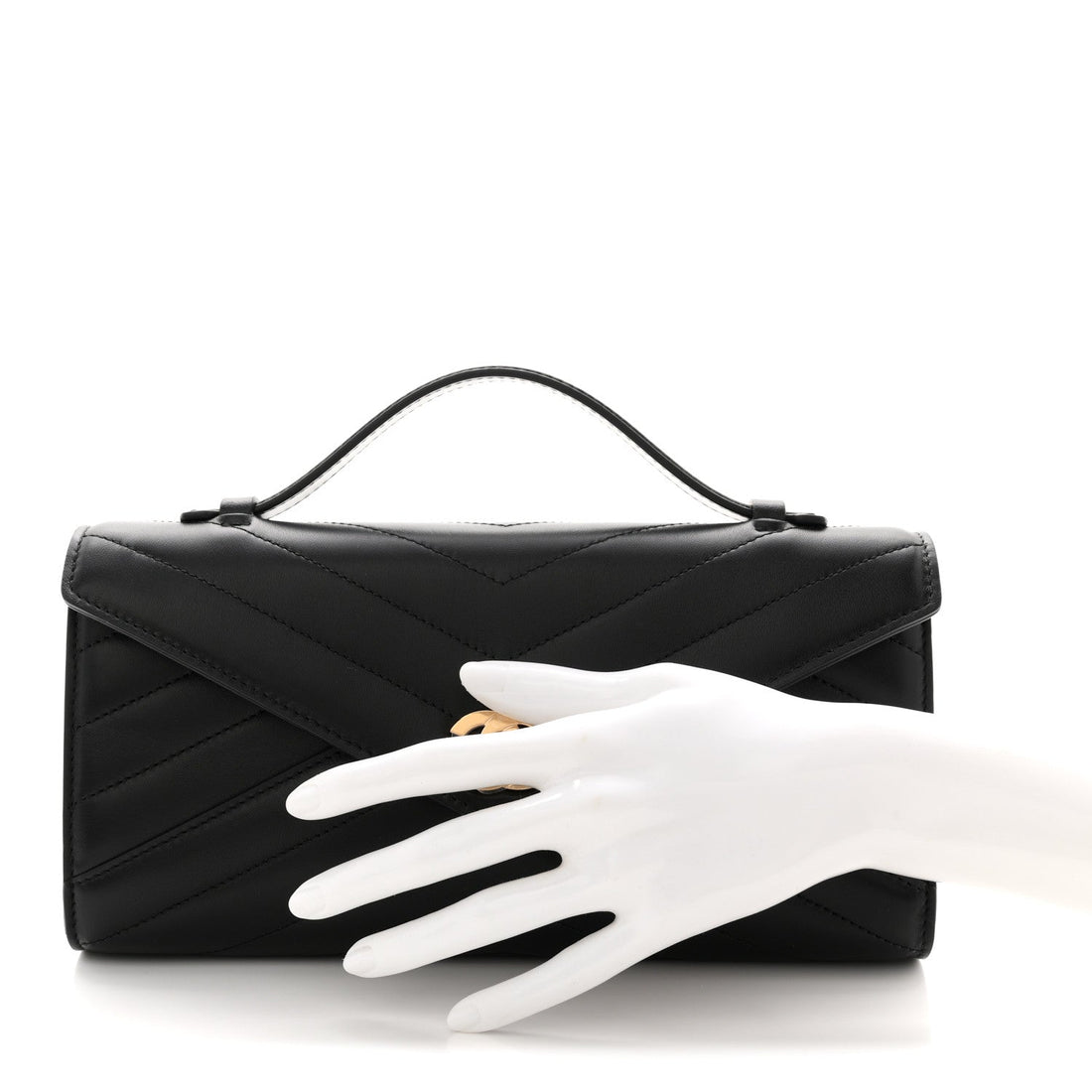 Chanel Lambskin Chevron Quilted Top Handle