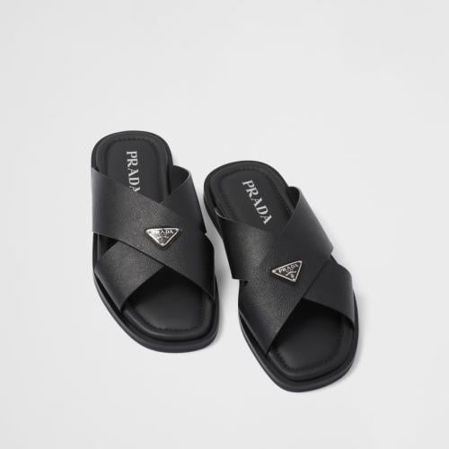 Prada Saffiano leather crisscross sandals