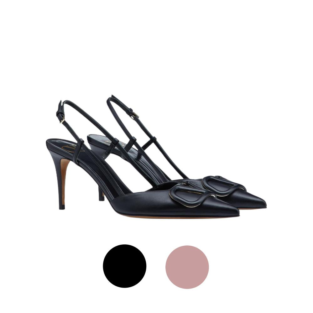 Valentino Valentino VLOGO SIGNATURE CALFSKIN SLINGBACK PUMP 80 MM