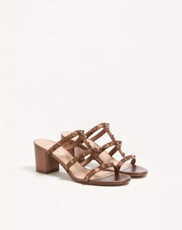 Xbrandat Rockstud Calfskin Leather Slide Sandals 60 mm