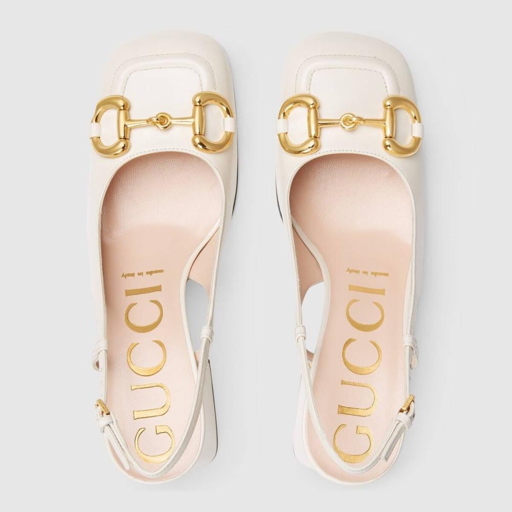 Gucci Gucci white leather slingback pumps - 4