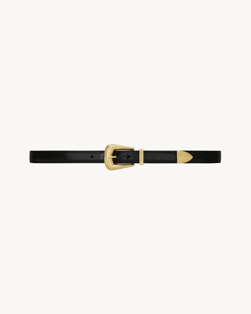 Saint Laurent Folk Buckle Belt in Smooth Leather - 2