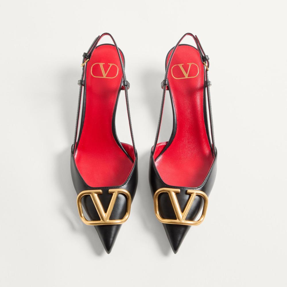 Valentino Valentino VLOGO SIGNATURE CALFSKIN SLINGBACK PUMP 80 MM - 4