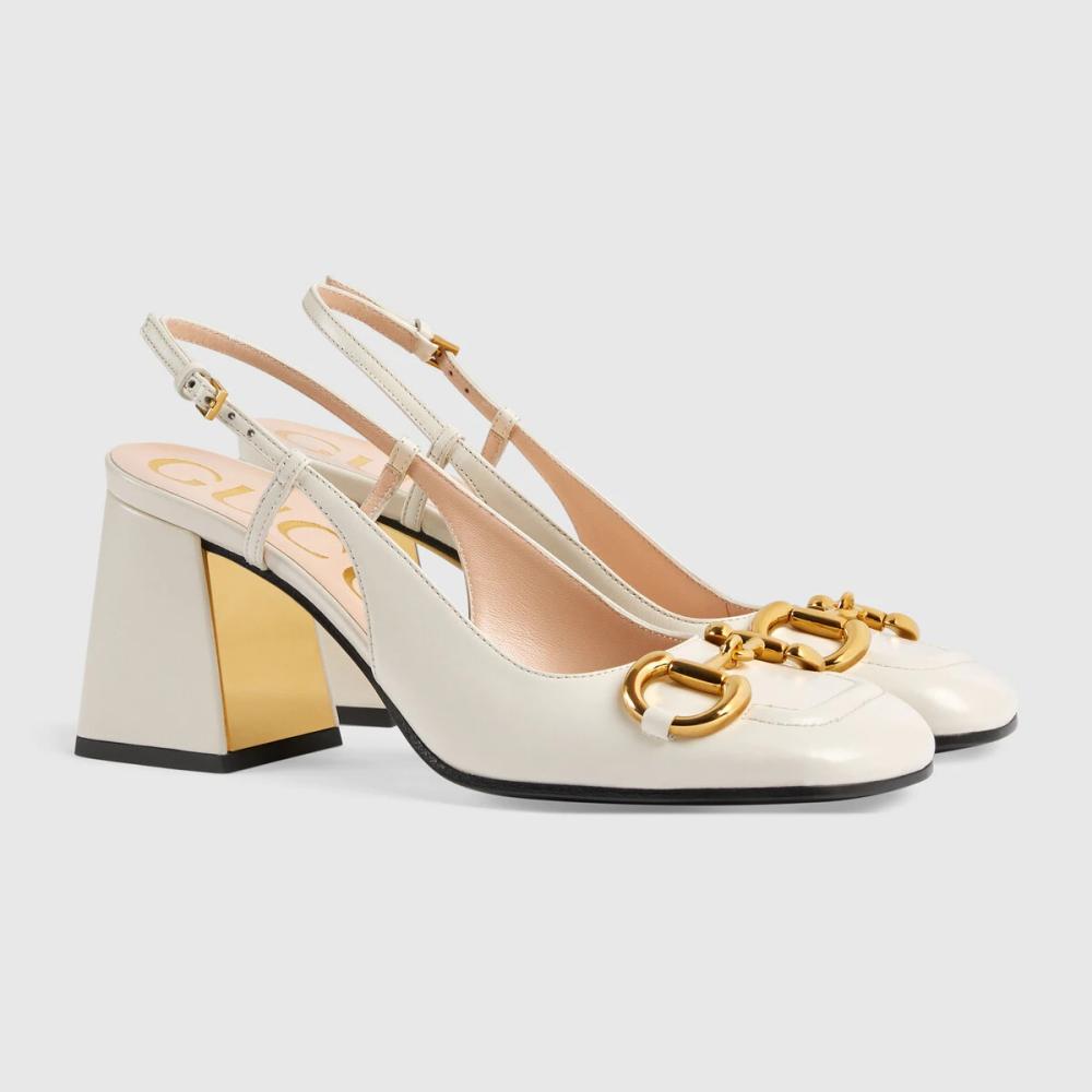 Gucci Gucci white leather slingback pumps - 2