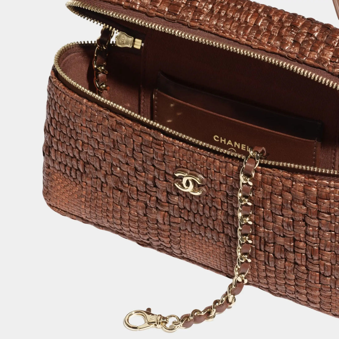 Chanel Braided Raffia Slim Vanity Case