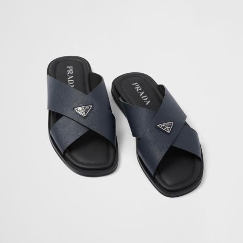 Prada Saffiano leather crisscross sandals