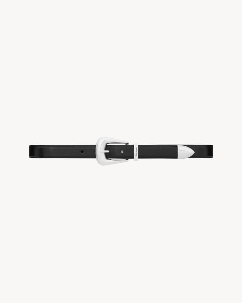 Saint Laurent Folk Buckle Belt in Smooth Leather - 3