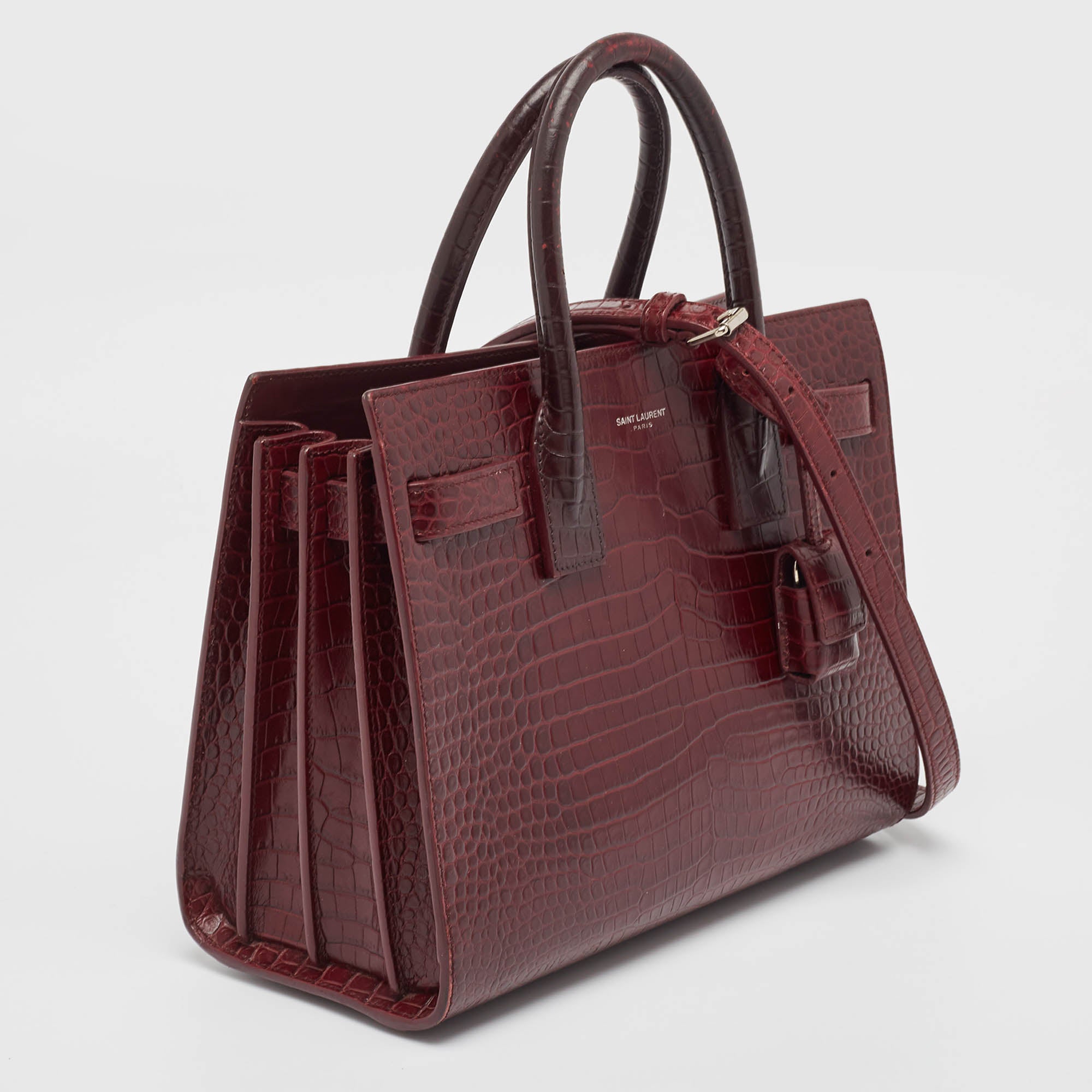 Saint Laurent Croc Embossed Leather