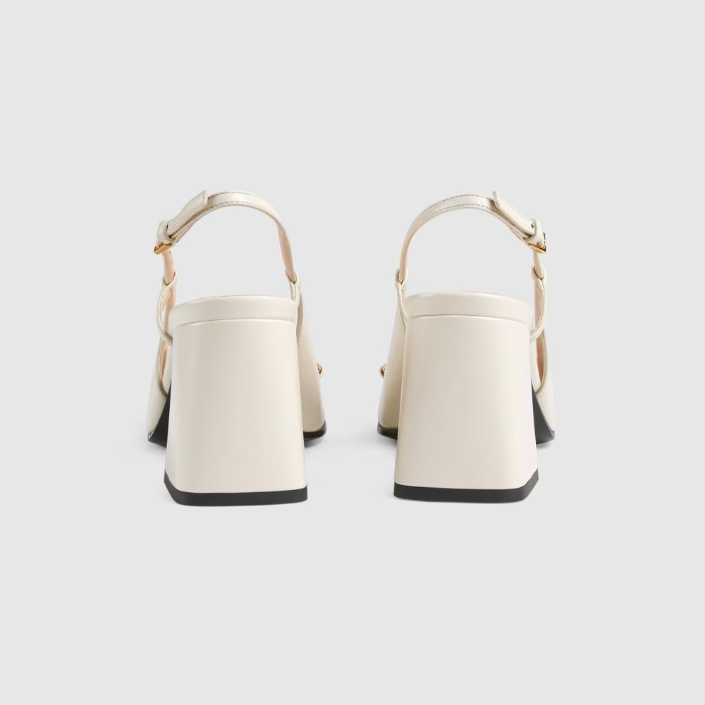 Gucci Gucci white leather slingback pumps - 3