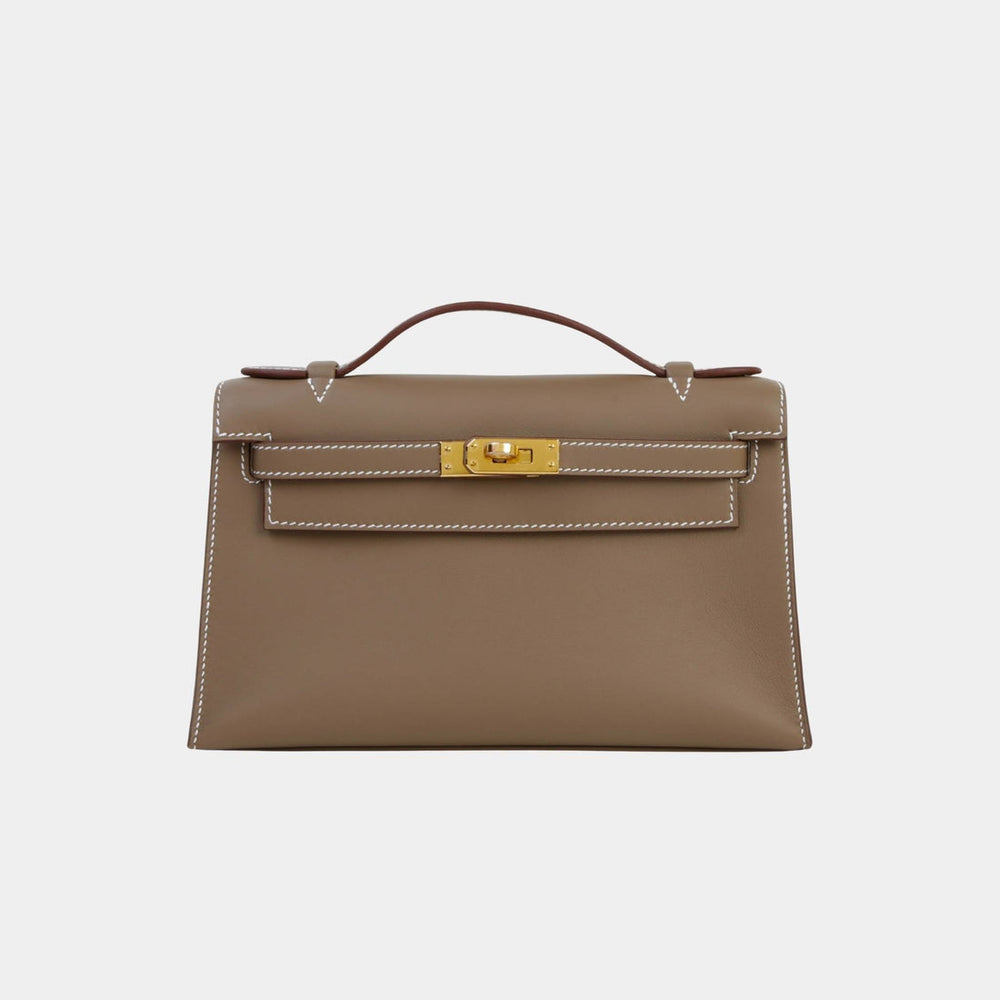 Hermes Kelly Pochette Swift Etoupe