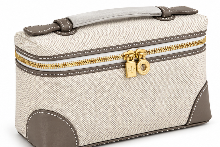 Xbrandat Canvas Vanity Bag –  Gold-Tone Zipper