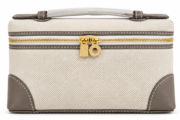 Xbrandat Canvas Vanity Bag –  Gold-Tone Zipper