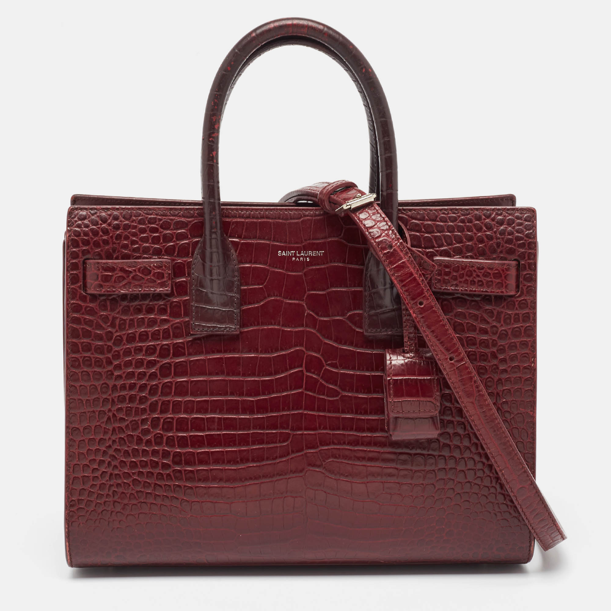 Saint Laurent Croc Embossed Leather
