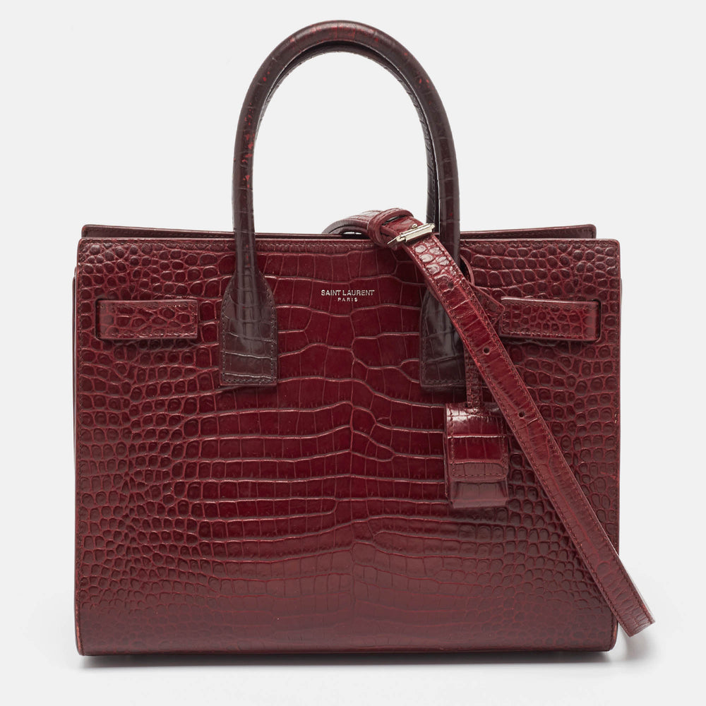Saint Laurent Croc Embossed Leather