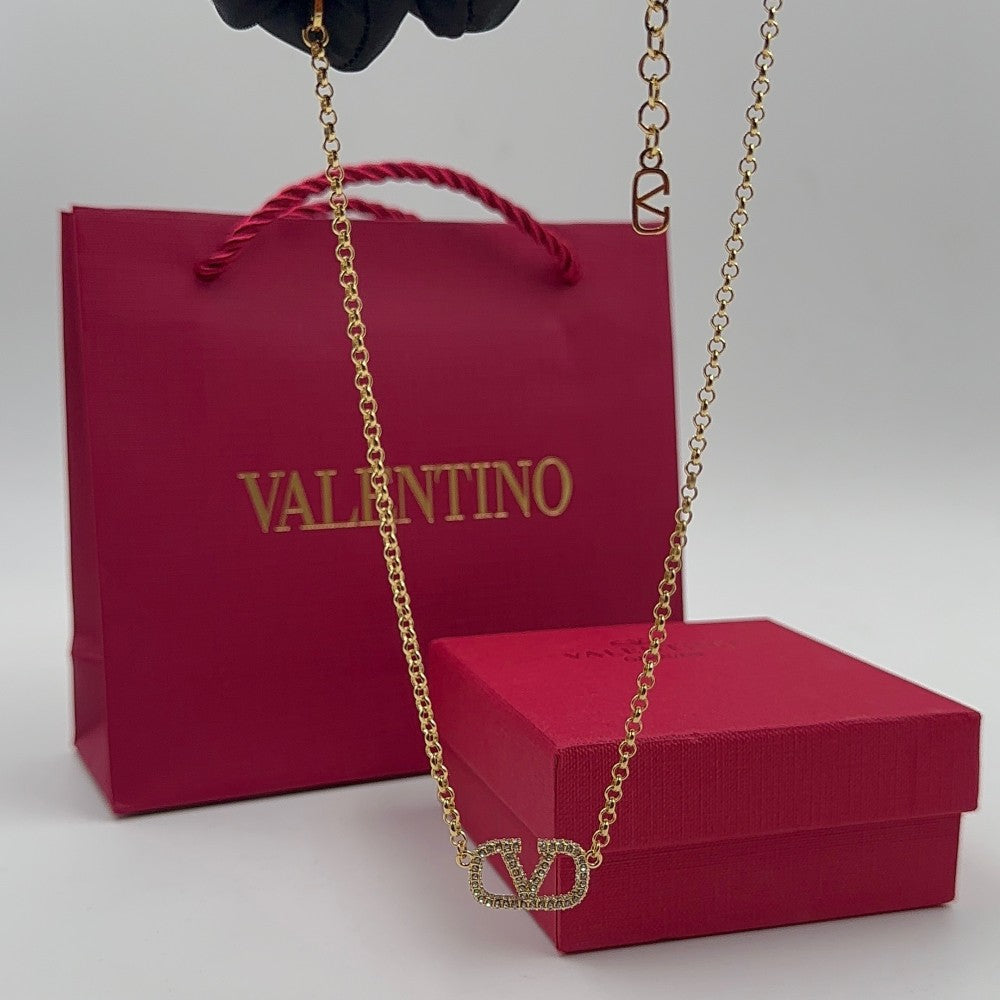 Valentino سلسال فالنتينو ذهبي بكرستال - 4